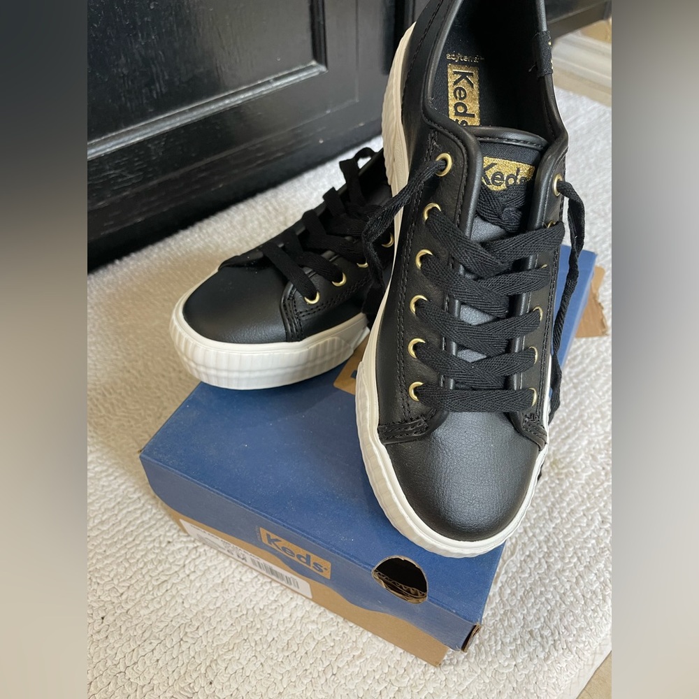 Black leather keds